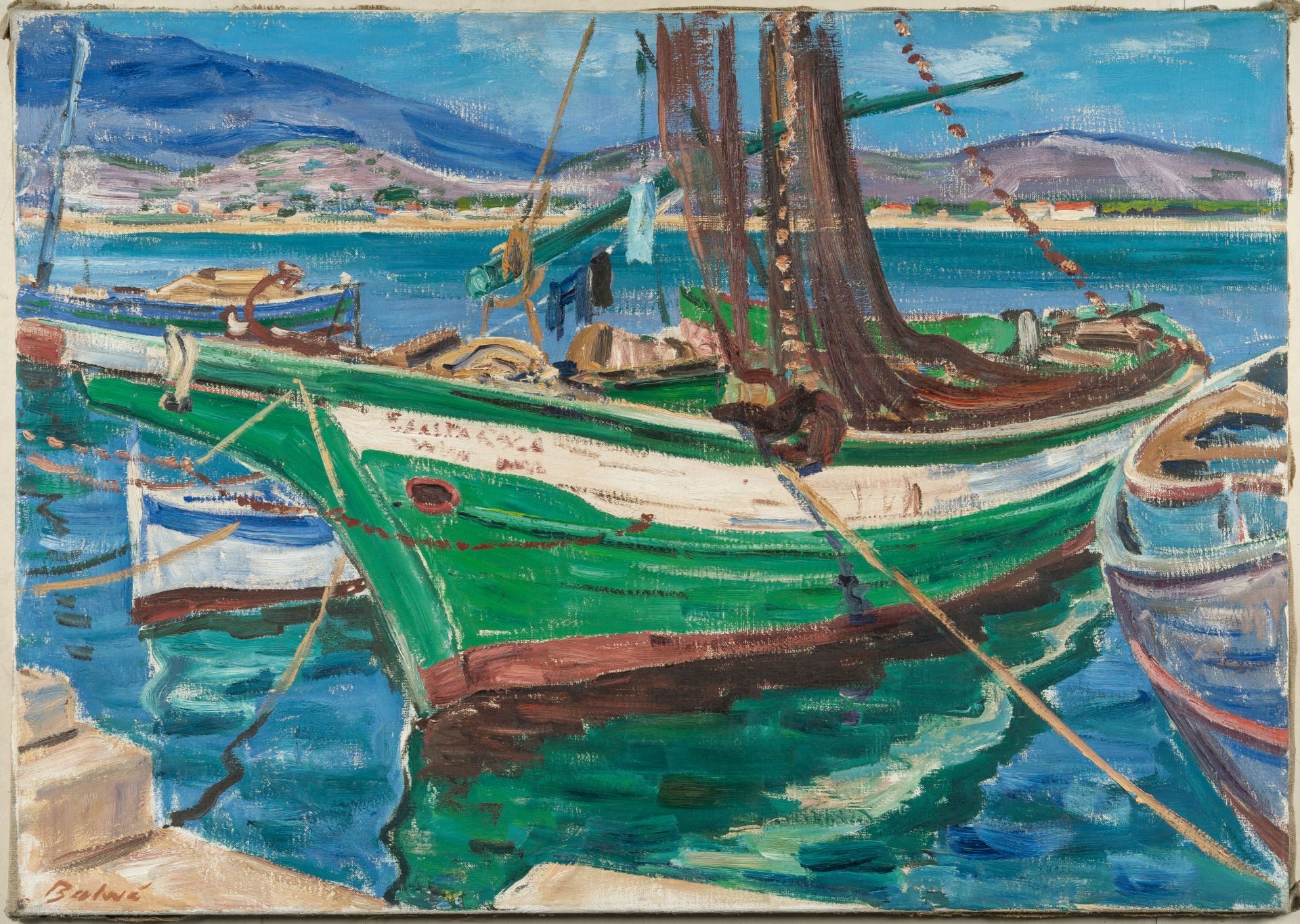 Arnold Balwé – „Fischerboote in der Bucht (Marina di Campo, Elba)“ („Fischerboote in der Bucht (Mari - Bild 2 aus 4