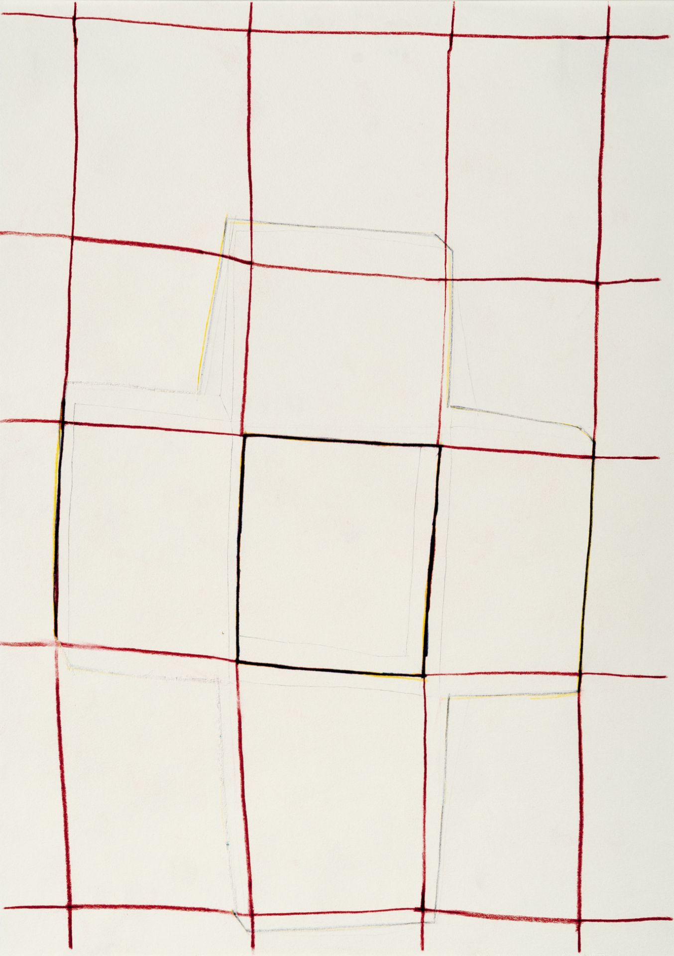 German Stegmaier, Untitled ("F62").Coloured pencil and pencil on wove. 2001. Ca. 27.5 x 19.5 cm.