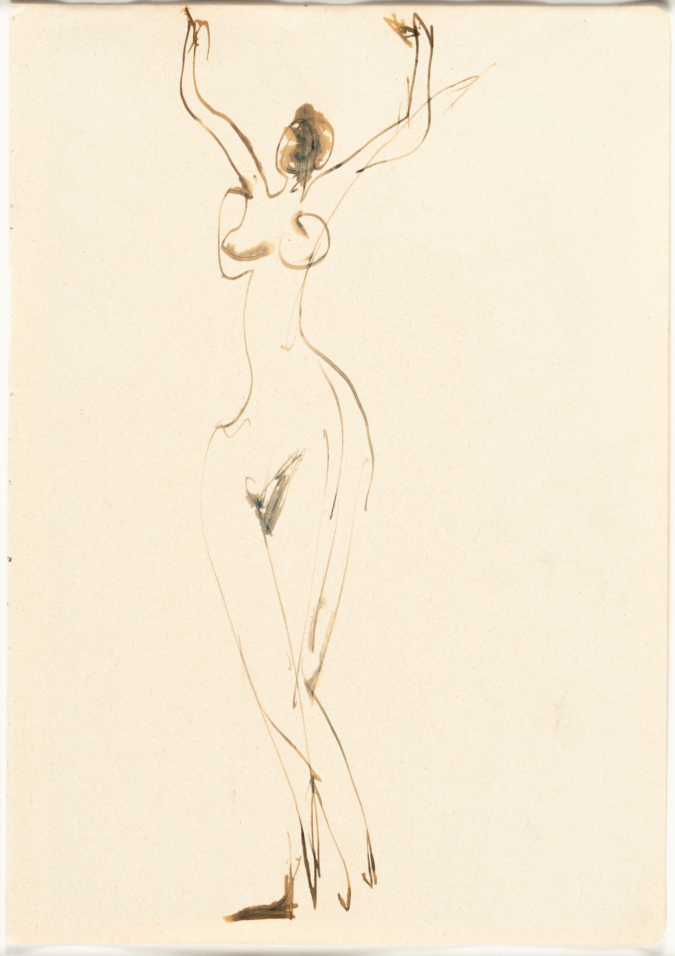 Ernst Ludwig Kirchner, Recto/verso: Dancing female nude in the studio.Pen and ink drawing with - Image 2 of 4