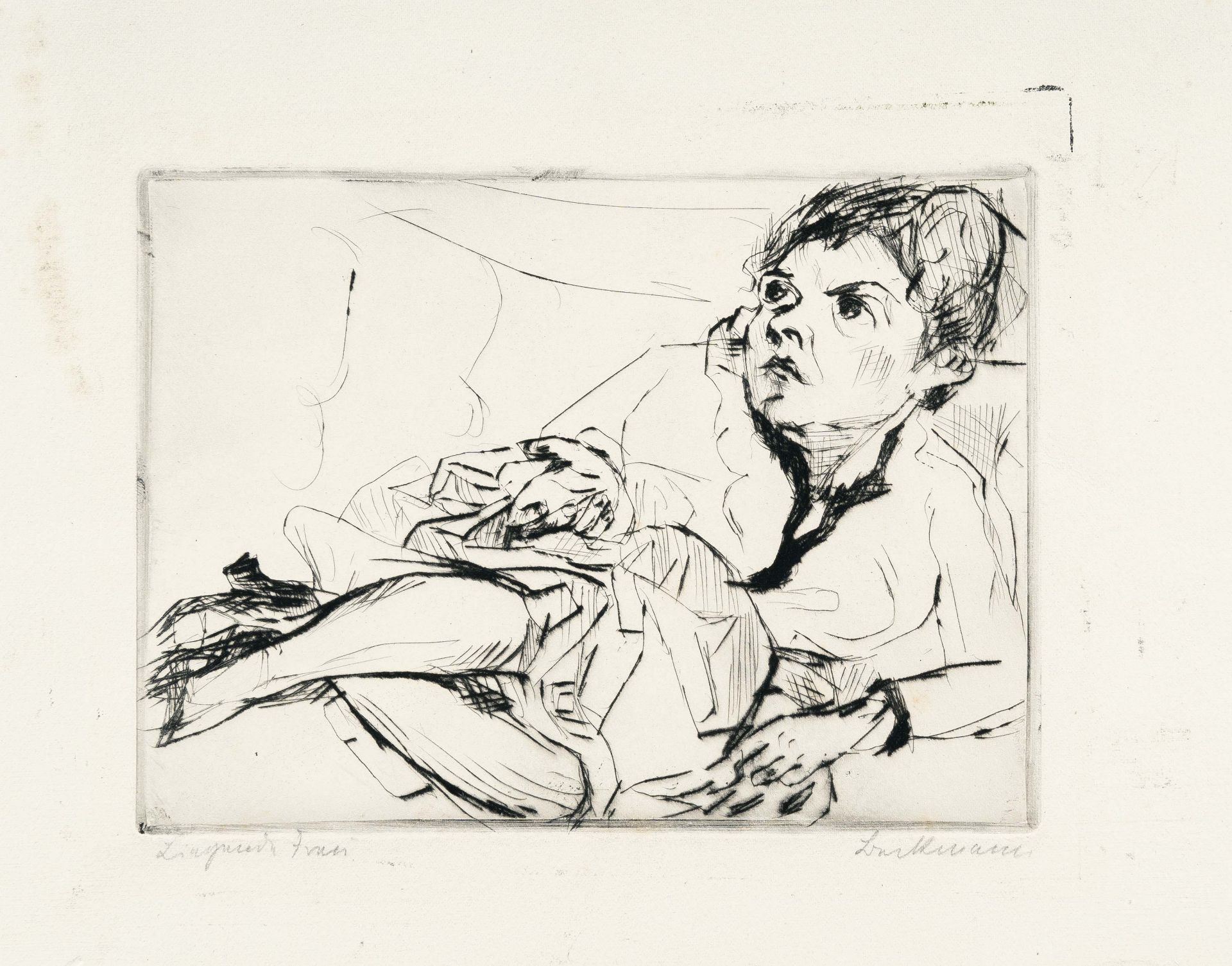 Max Beckmann – Frau auf dem Sofa (Fridel Battenberg) (Woman on a sofa (Fridel Battenberg))