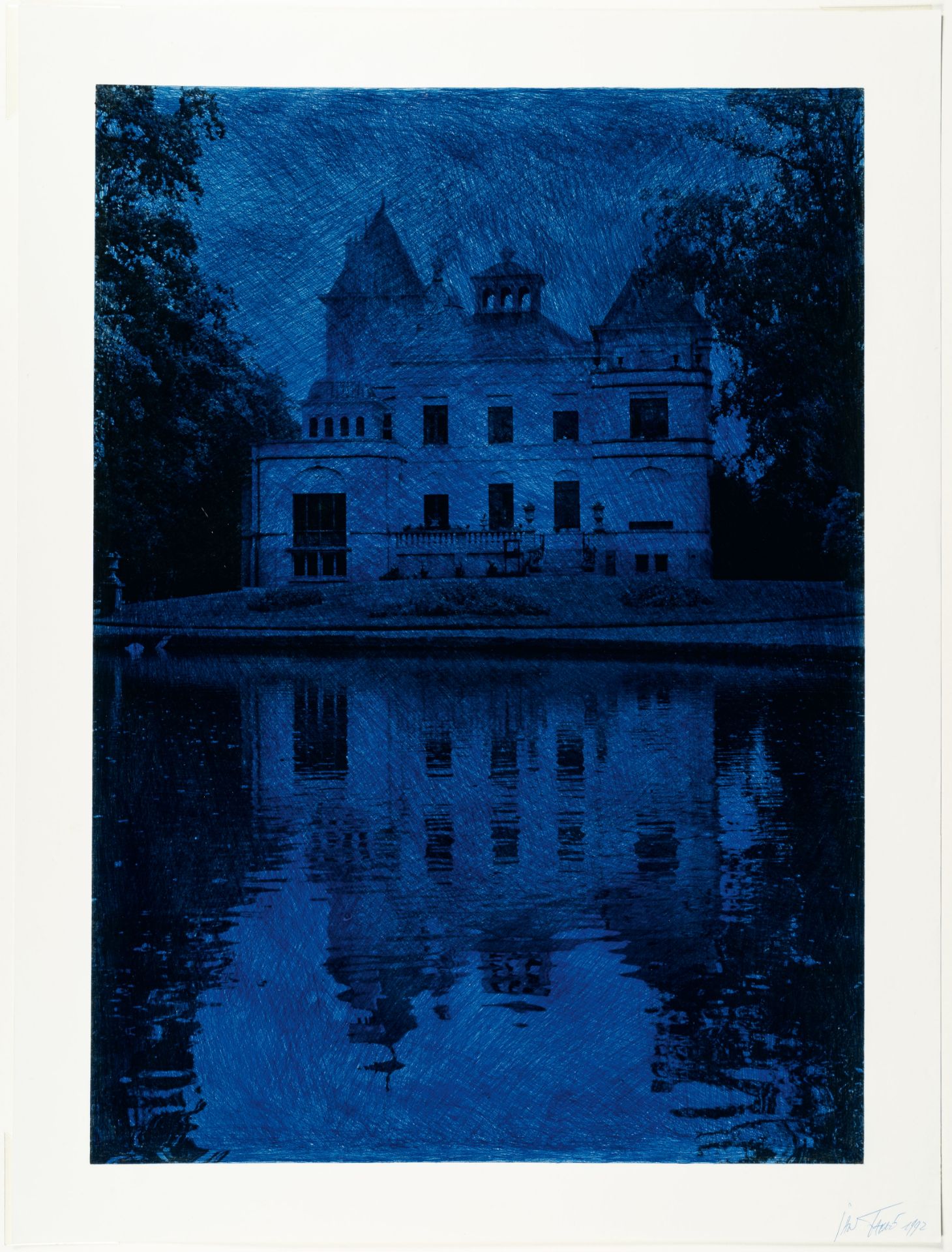 Jan Fabre, Tivoli palace.C-print on photo paper, drawn over with ballpoint pen. 1992. Ca. 70 x 50 cm - Image 2 of 3