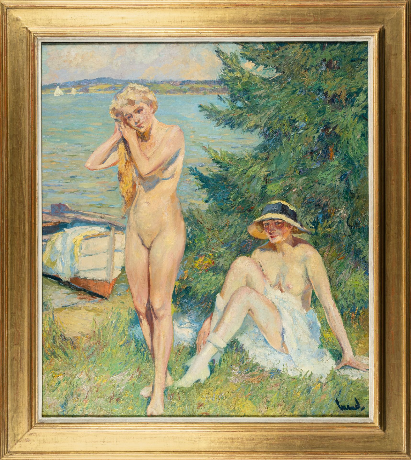 Edward Cucuel – Zwei badende Frauen am See (Two women bathing in a lake) - Bild 4 aus 4
