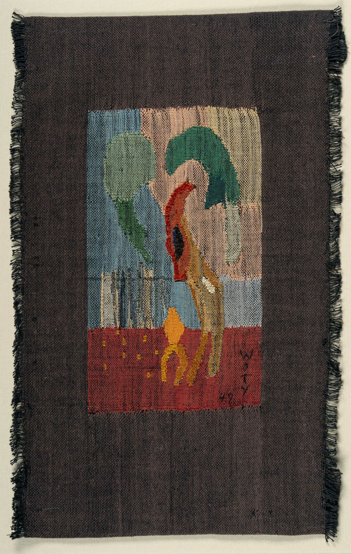 Woty Werner, The youngest.Woven wool. (19)49. Ca. 30.5 x 19.5 cm. Signed and dated lower right. - Image 2 of 3