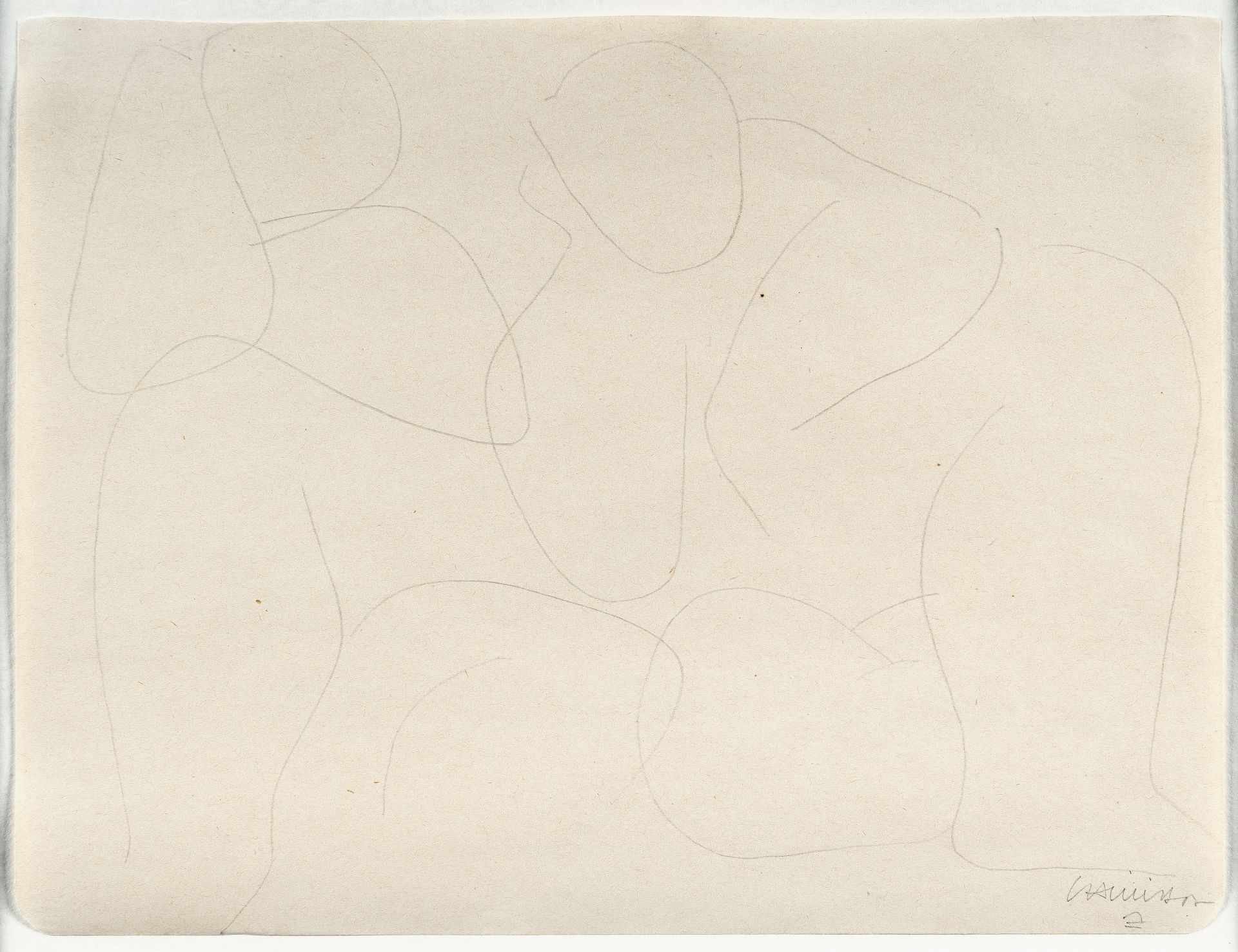 Eduardo Chillida, Two seated nudes.Pencil on wove. (1948). Ca. 16.5 x 22 cm. Signed and with the - Image 2 of 3