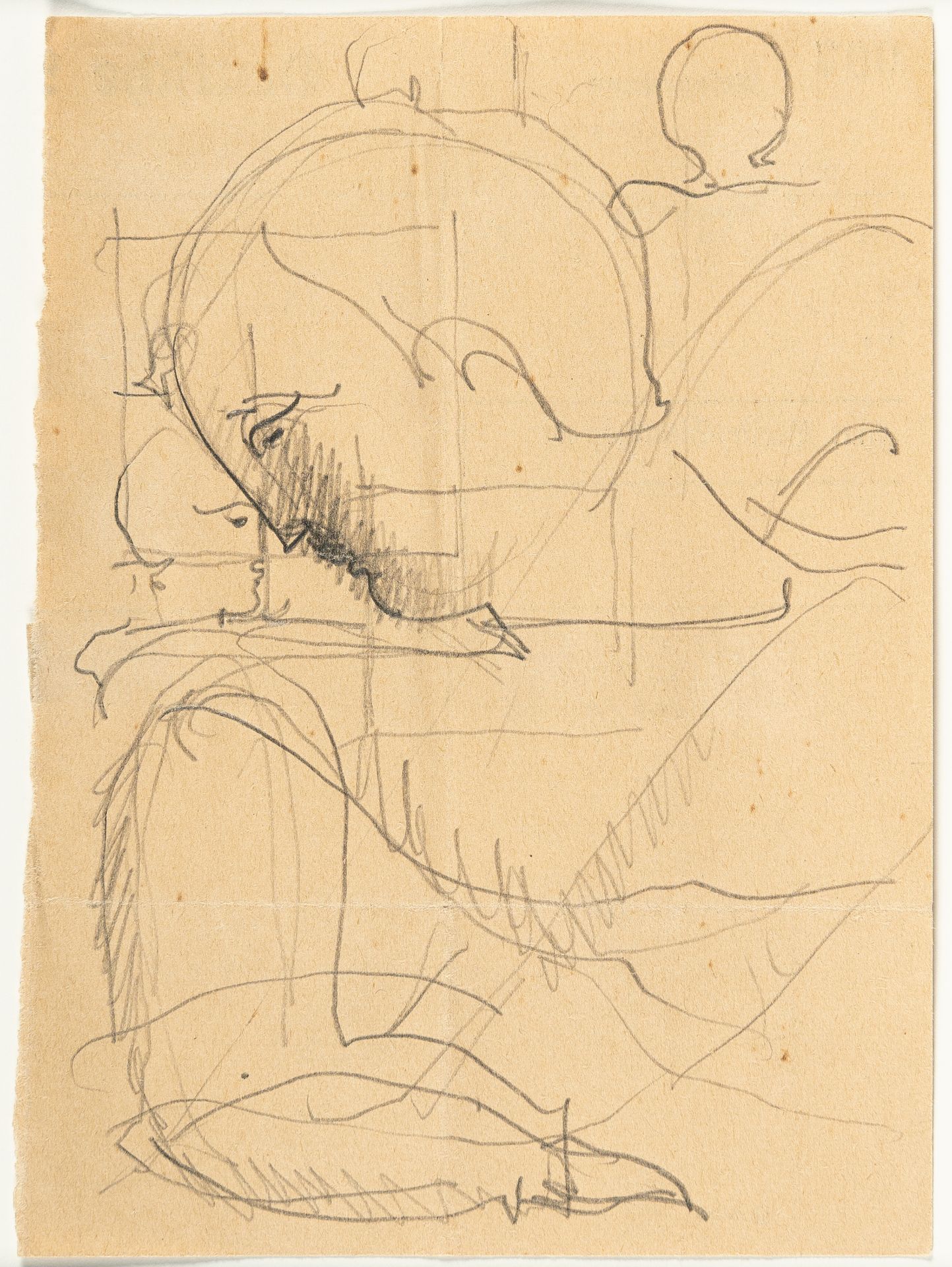 Oskar Schlemmer, Head in profile.Pencil on thin, pale brown paper (fragment of the back of a - Image 2 of 2