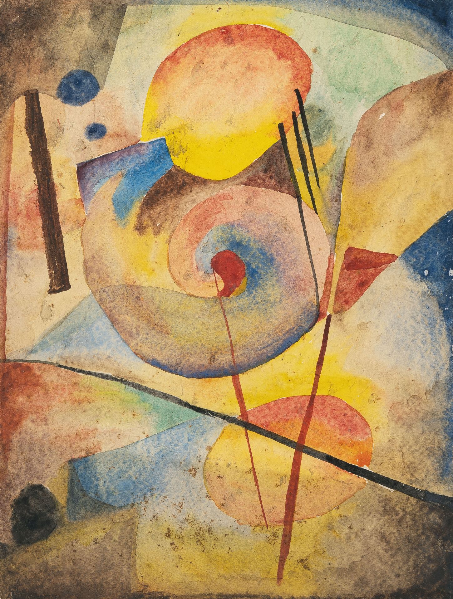 Fritz Stuckenberg, Untitled (Composition).Watercolour on firm, textured wove. (Ca. 1920). Ca. 31.5 x