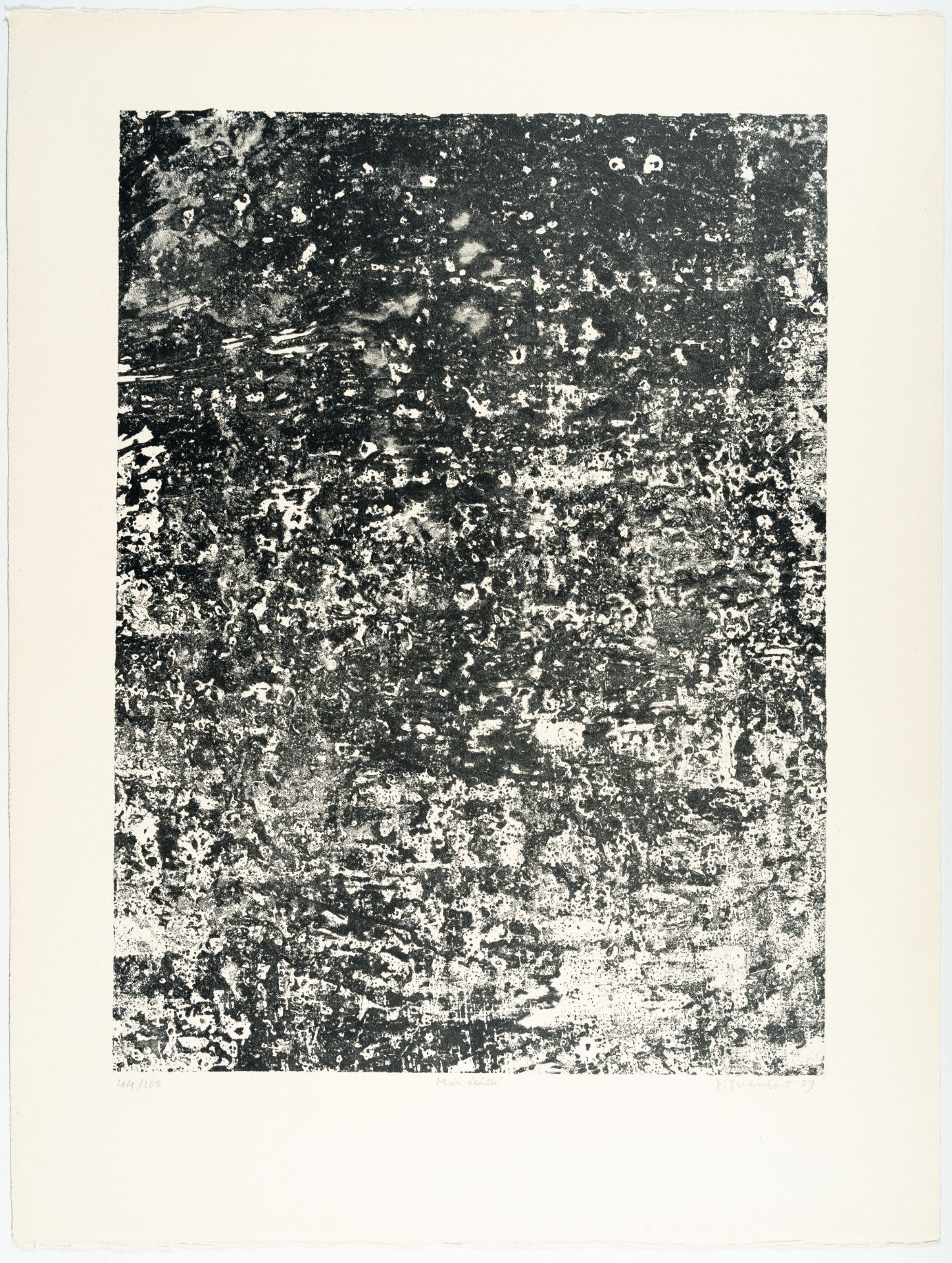 Jean Dubuffet, „Mur écaillé".Lithograph on wove by Arches. (19)59. Ca. 51.5 x 38.5 cm (sheet size - Image 2 of 3