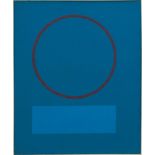 Jean Leppien, Cercle magique violet sur bleu “5/73 VIII”.Oil on canvas. (1973). Ca. 61 x 50 cm.