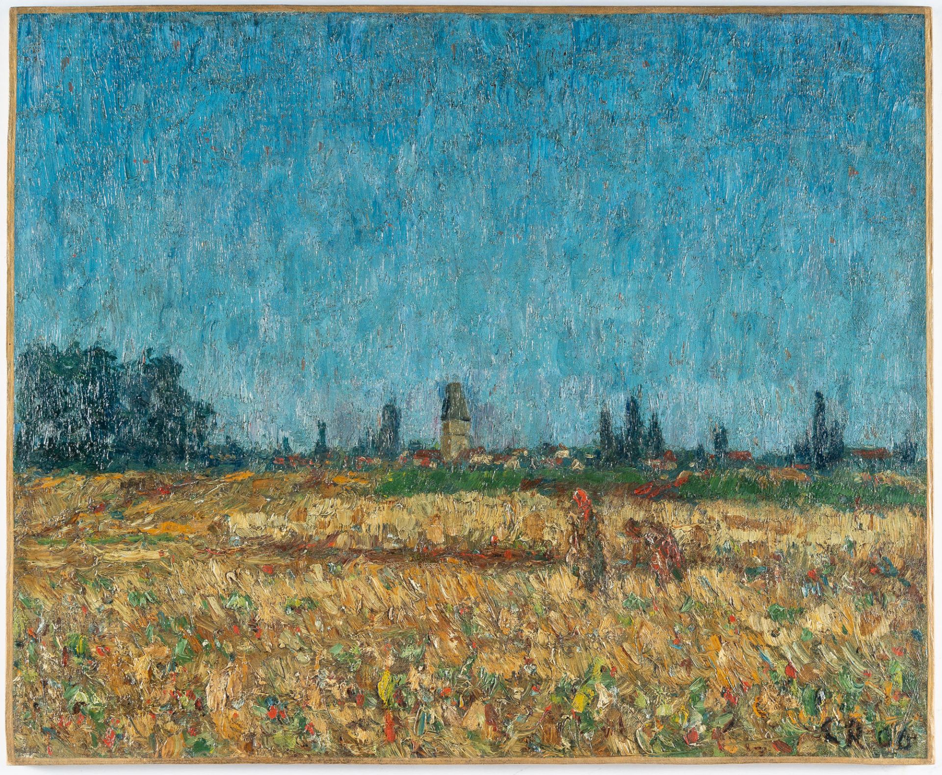 Christian Rohlfs, View of Ehringsdorf near Weimar.Oil on canvas, laid down on panel. (19)00. Ca. - Image 2 of 4