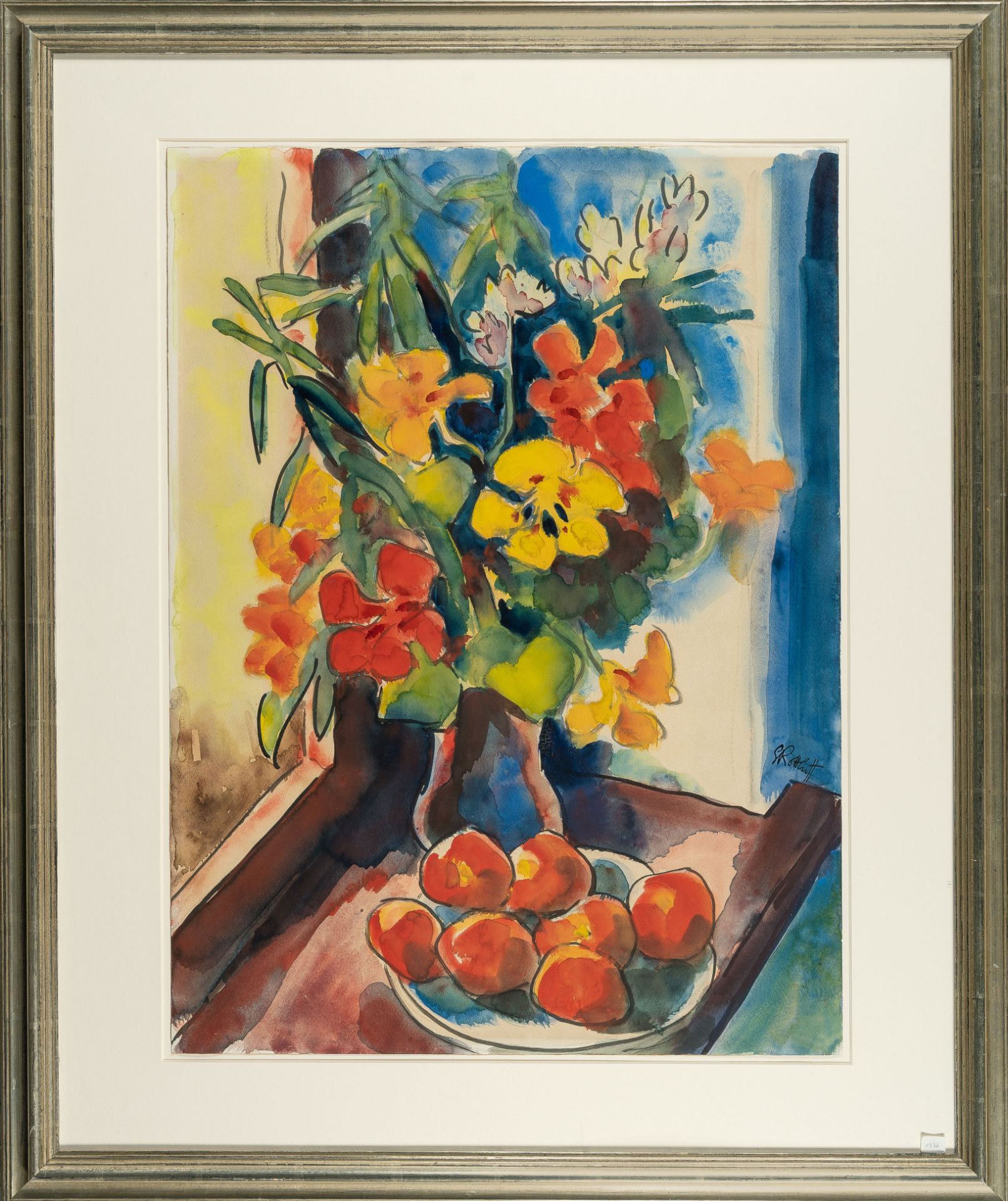 Karl Schmidt-Rottluff – Sommerblumen mit Obstschale (Summer flowers with a bowl of fruit) - Bild 4 aus 4