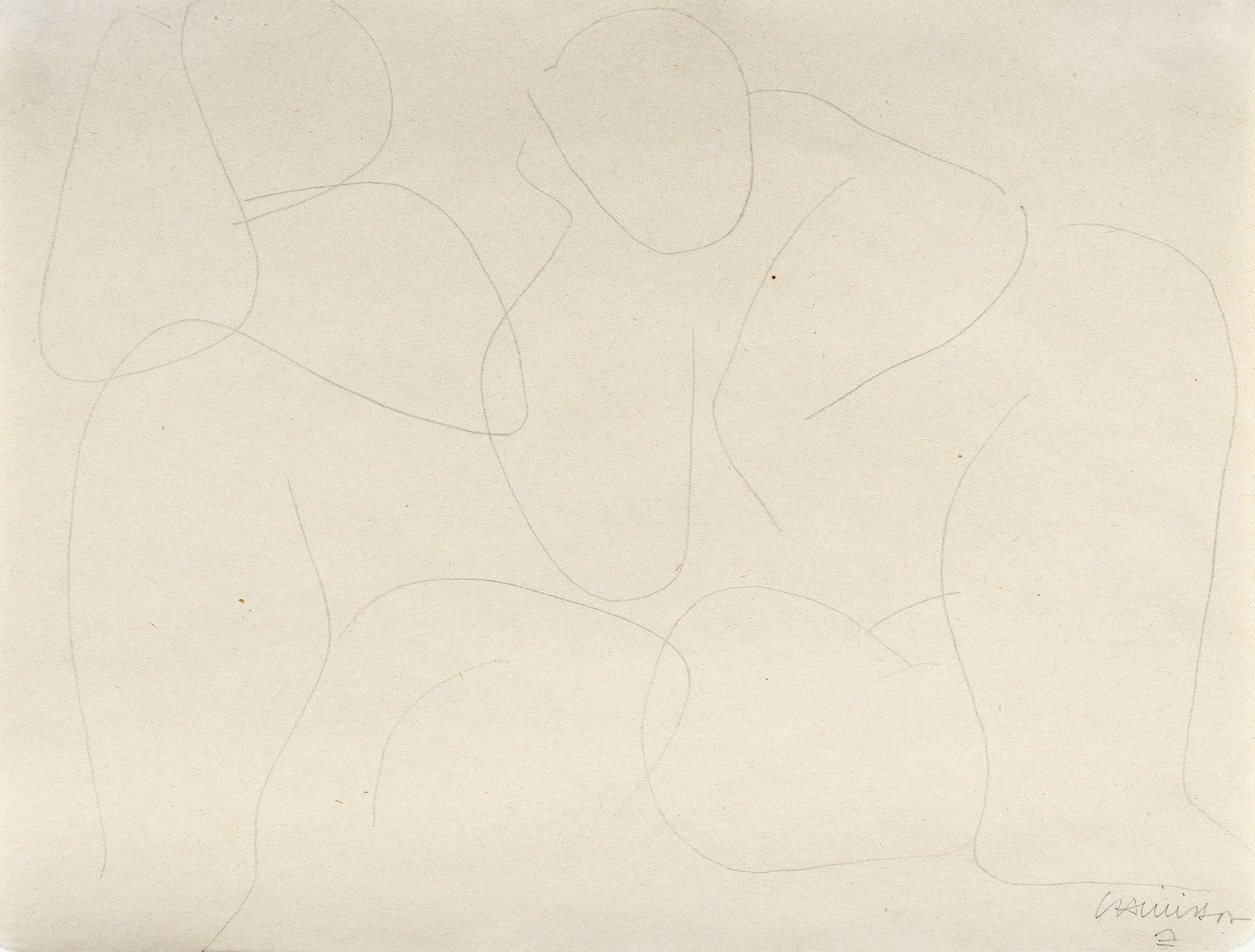 Eduardo Chillida, Two seated nudes.Pencil on wove. (1948). Ca. 16.5 x 22 cm. Signed and with the