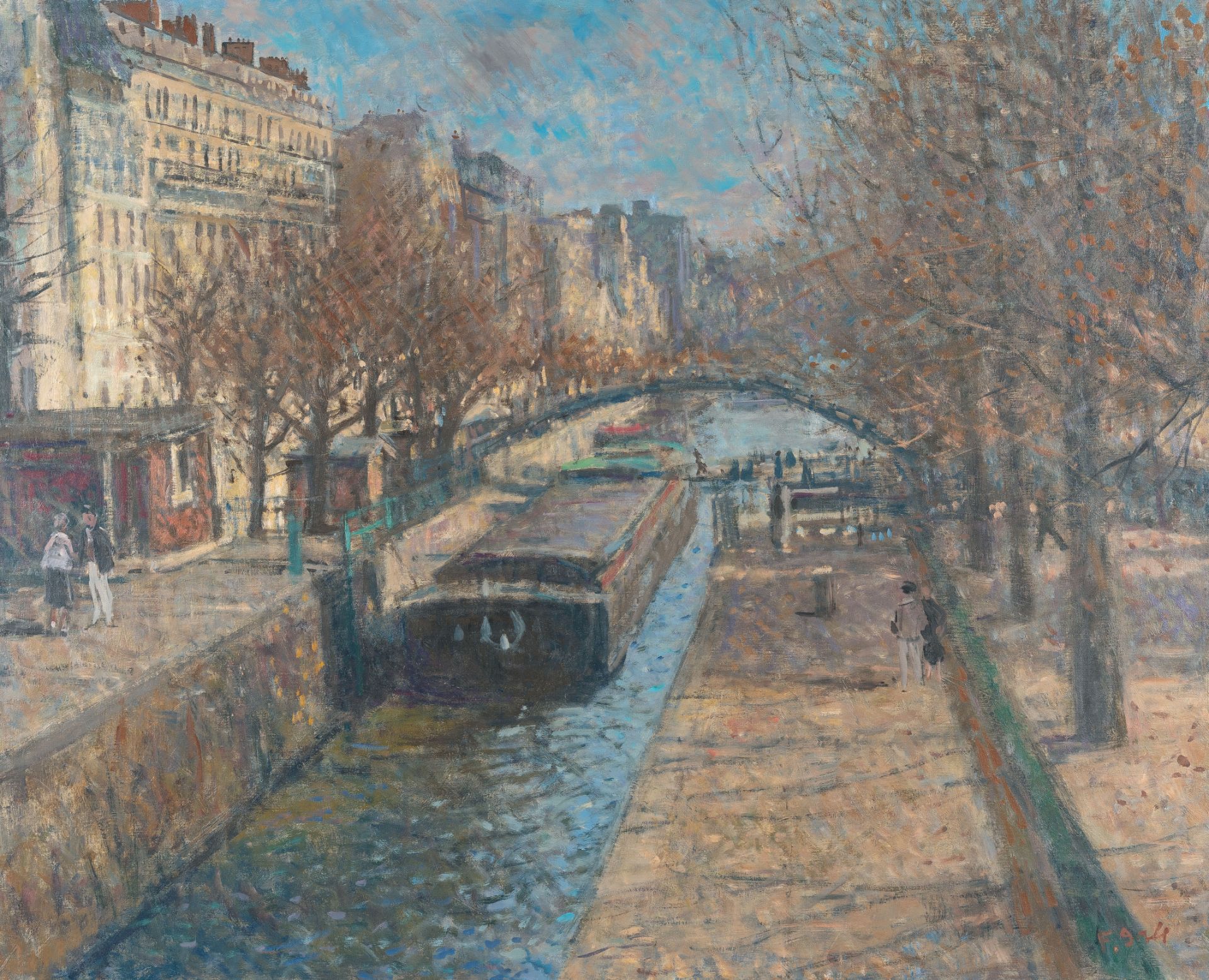 François Gall – Lumière d'Automne, Canal Saint-Martin. Paris 10e. (Lumière d'Automne, Canal Saint-Ma