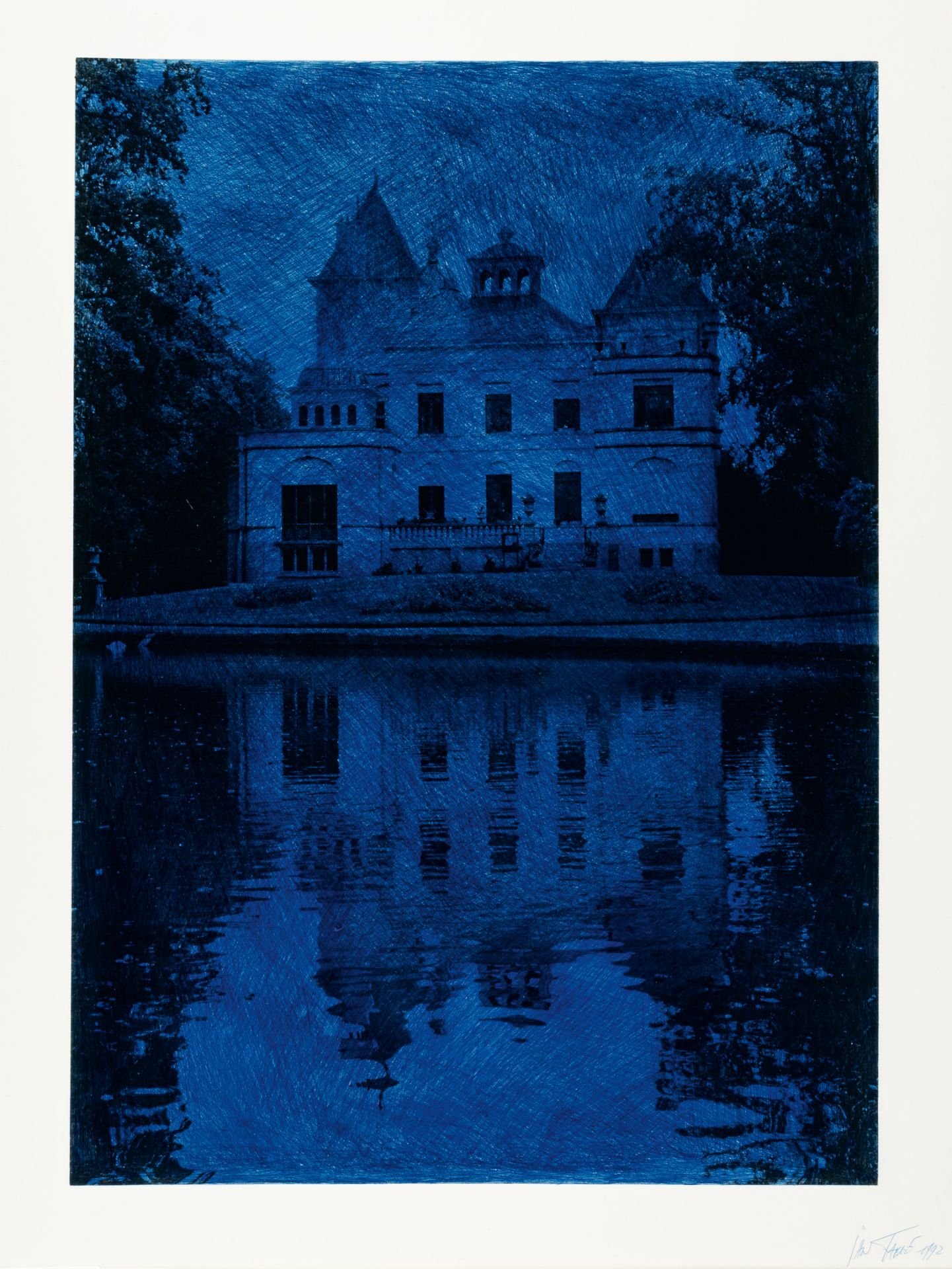 Jan Fabre, Tivoli palace.C-print on photo paper, drawn over with ballpoint pen. 1992. Ca. 70 x 50 cm