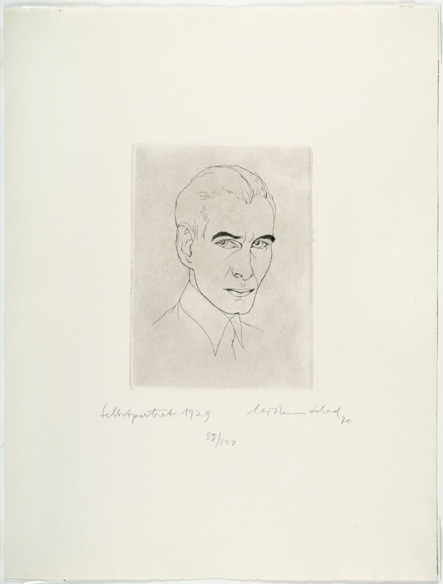 Christian Schad, „Selbstportrait 1929“.Etching on firm, cream wove. (19)70. Ca. 19.5 x 14.5 cm ( - Image 2 of 3