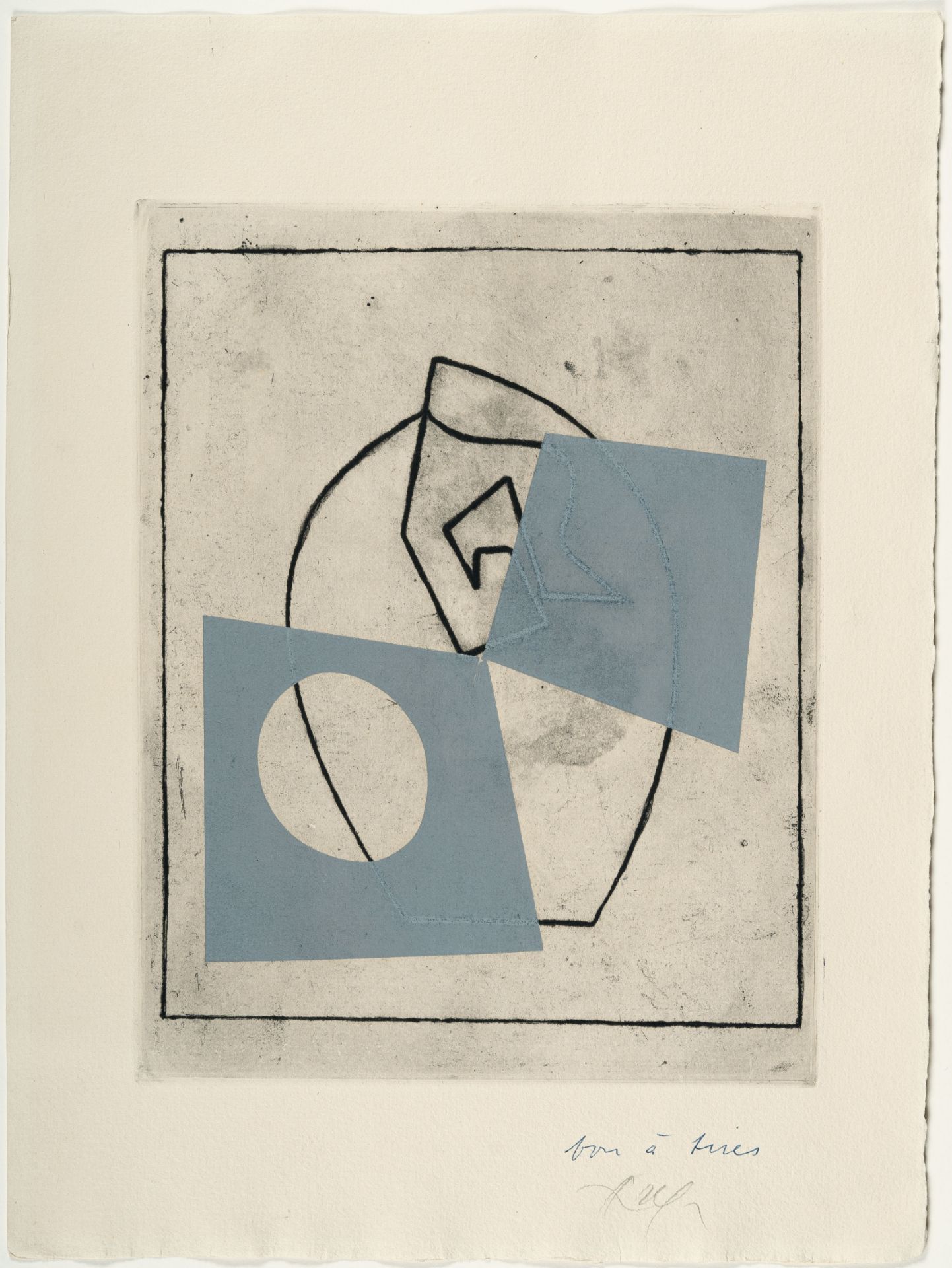 Hans Arp, La cathédrale est un cœur.Etching with over-printing of a woodcut in grey on firm - Image 2 of 3