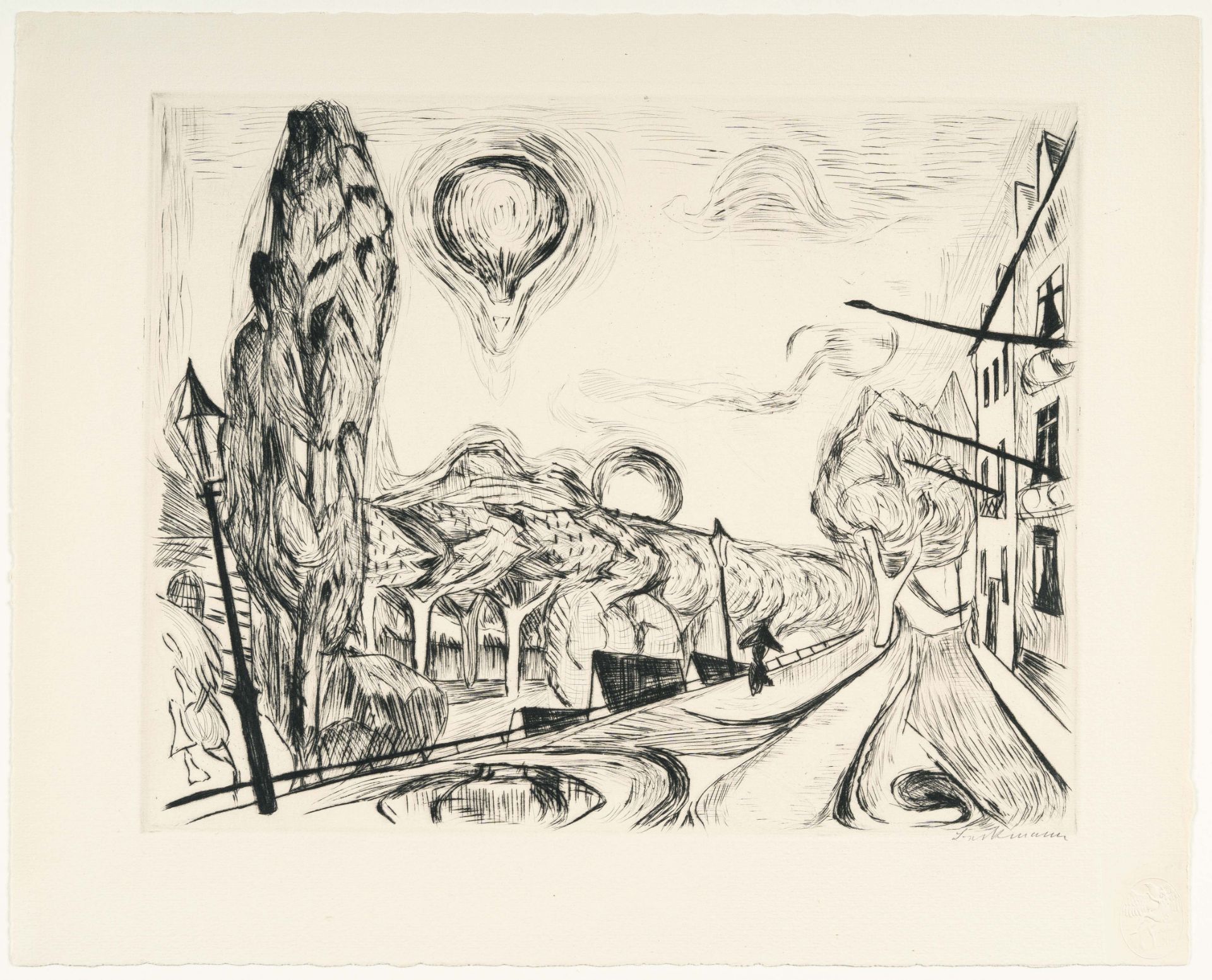 Max Beckmann – Landschaft mit Ballon (Landscape with a balloon) - Bild 2 aus 3