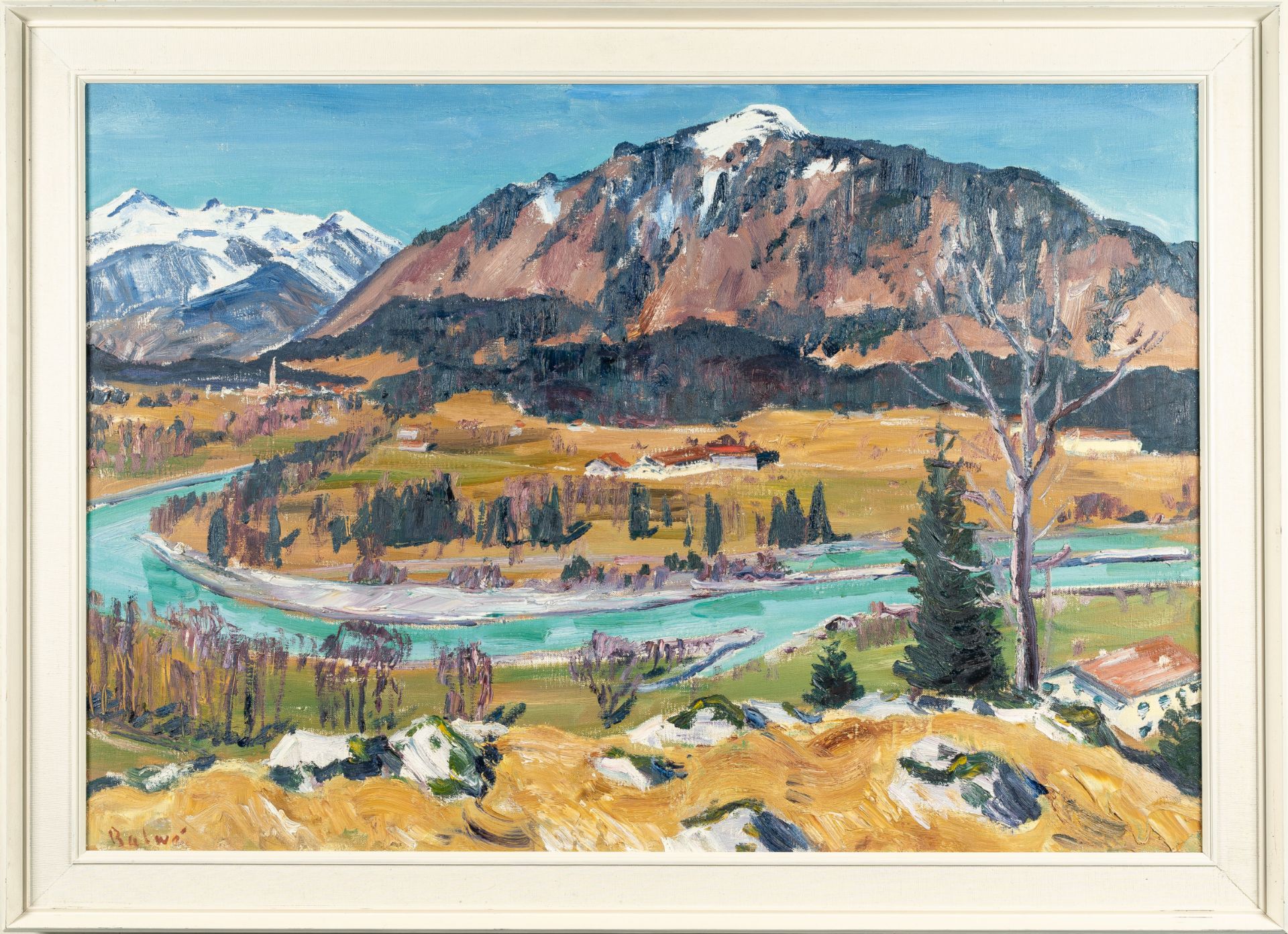 Arnold Balwé, „Das Achental“.Oil on canvas. (1960). Ca. 75 x 110 cm. Signed lower left. Titled, - Image 4 of 4