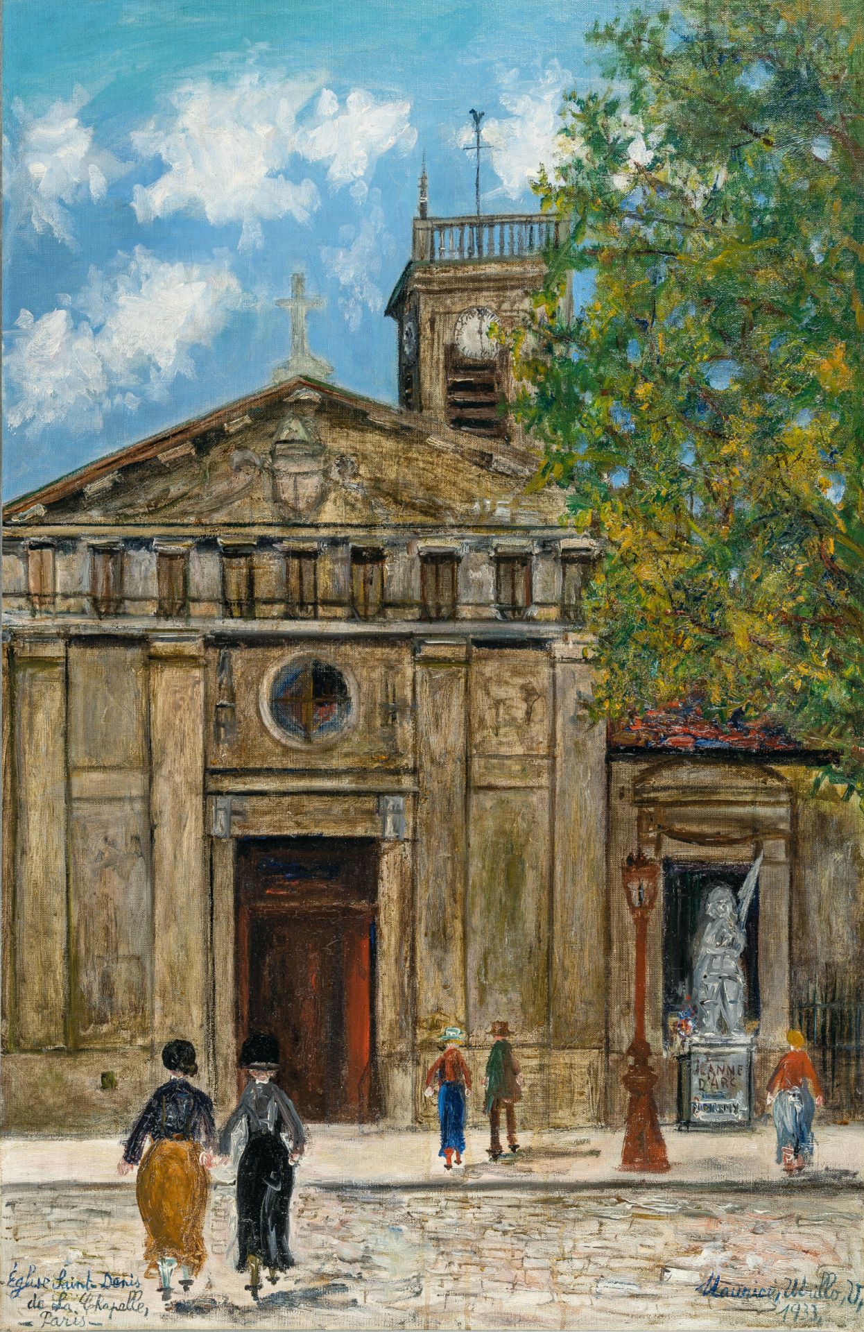 Maurice Utrillo, “Église Saint-Denis de la Chapelle – Paris”.Oil on canvas, relined with wax.
