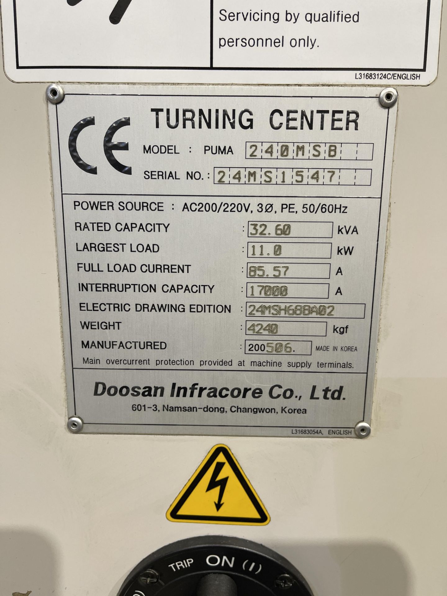 2005 - Daewoo Doosan Puma 240 MSB CNC Lathe - Image 14 of 22