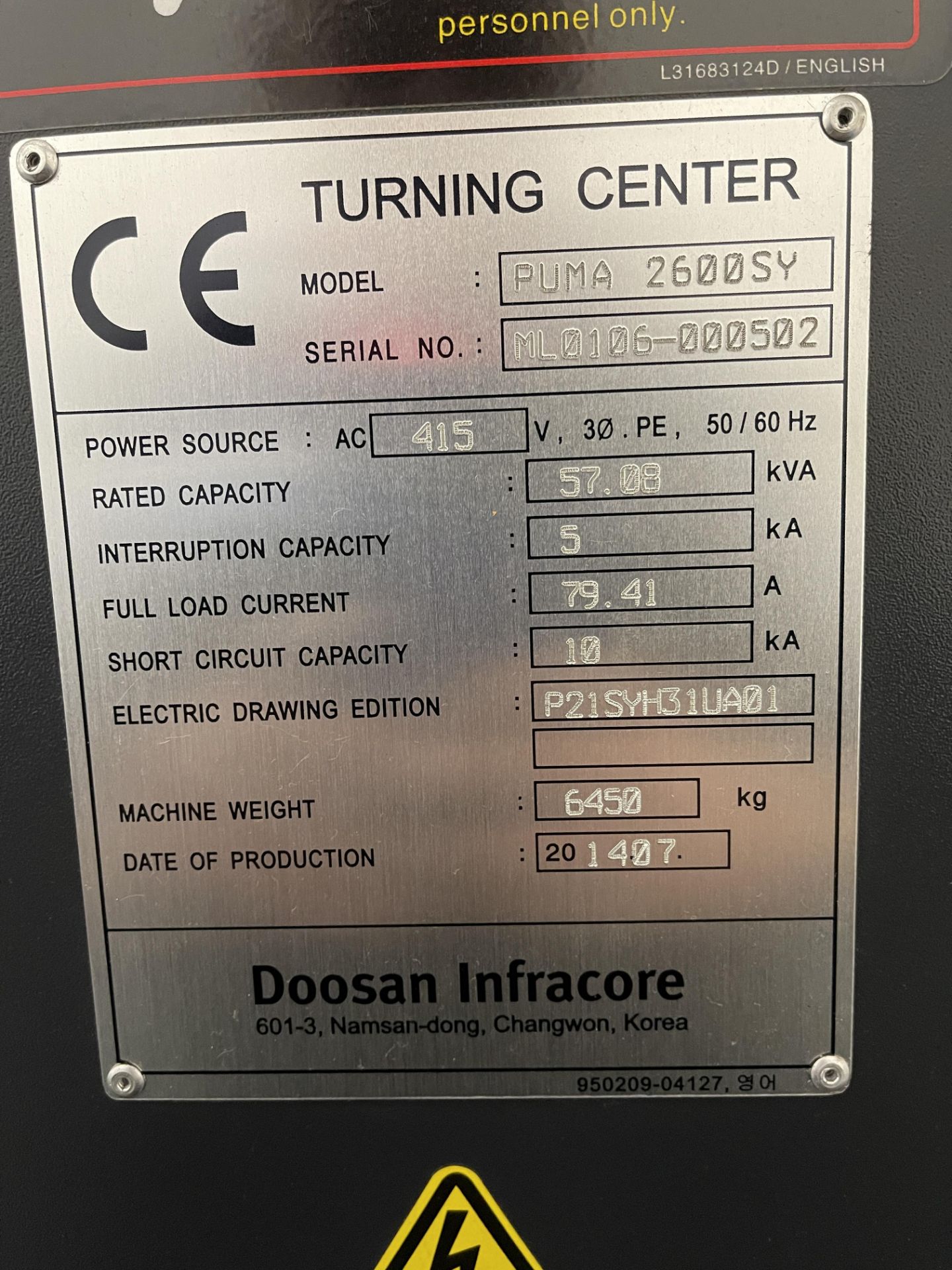 2014 - Doosan Puma 2600SY CNC Turning Centre - Image 13 of 36