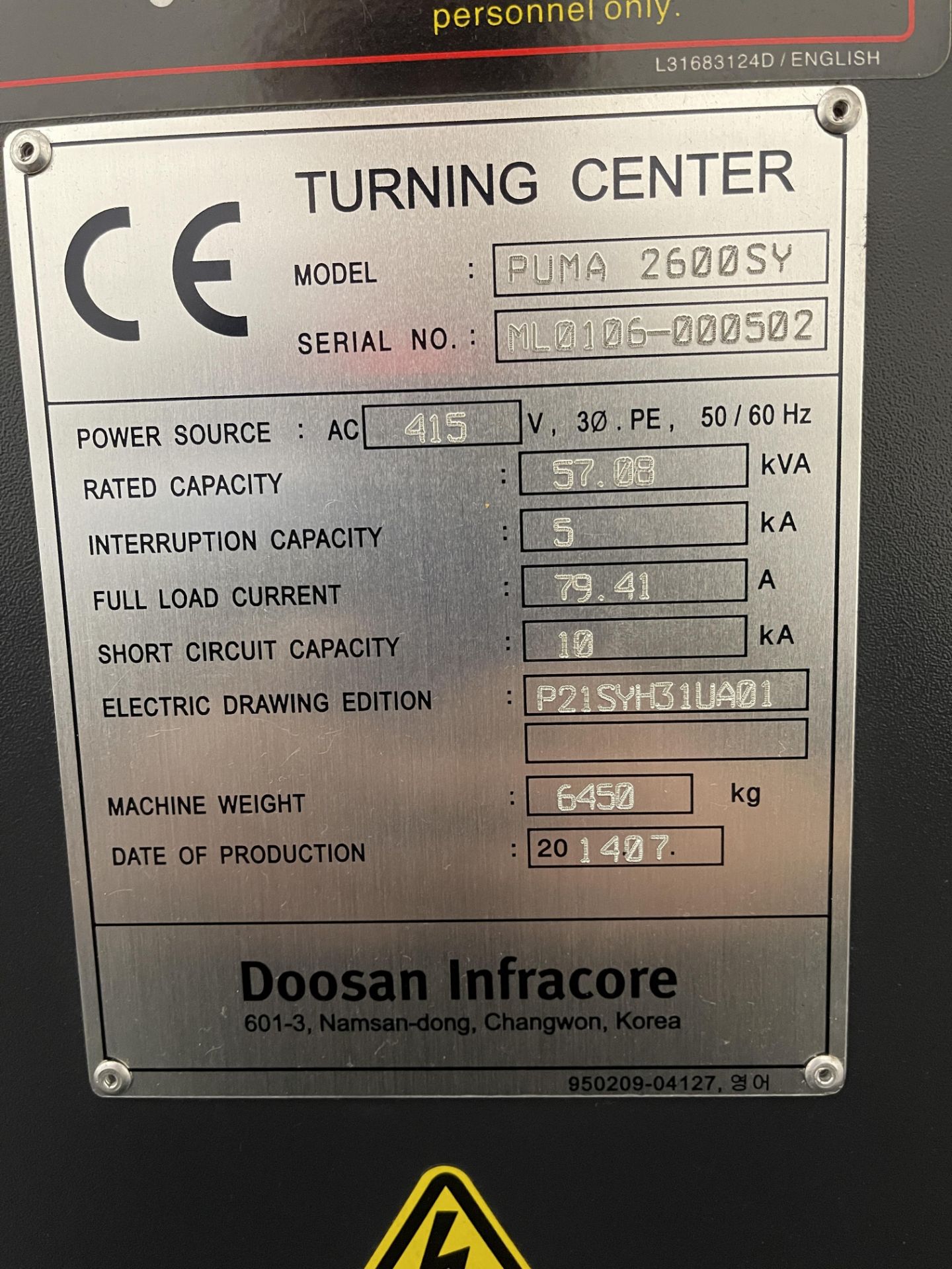 2014 - Doosan Puma 2600SY CNC Turning Centre - Image 14 of 36