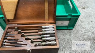 Micrometer Set, 6 imperial micrometers ranging from 0" - 6" in 1" increments (Please note, Does