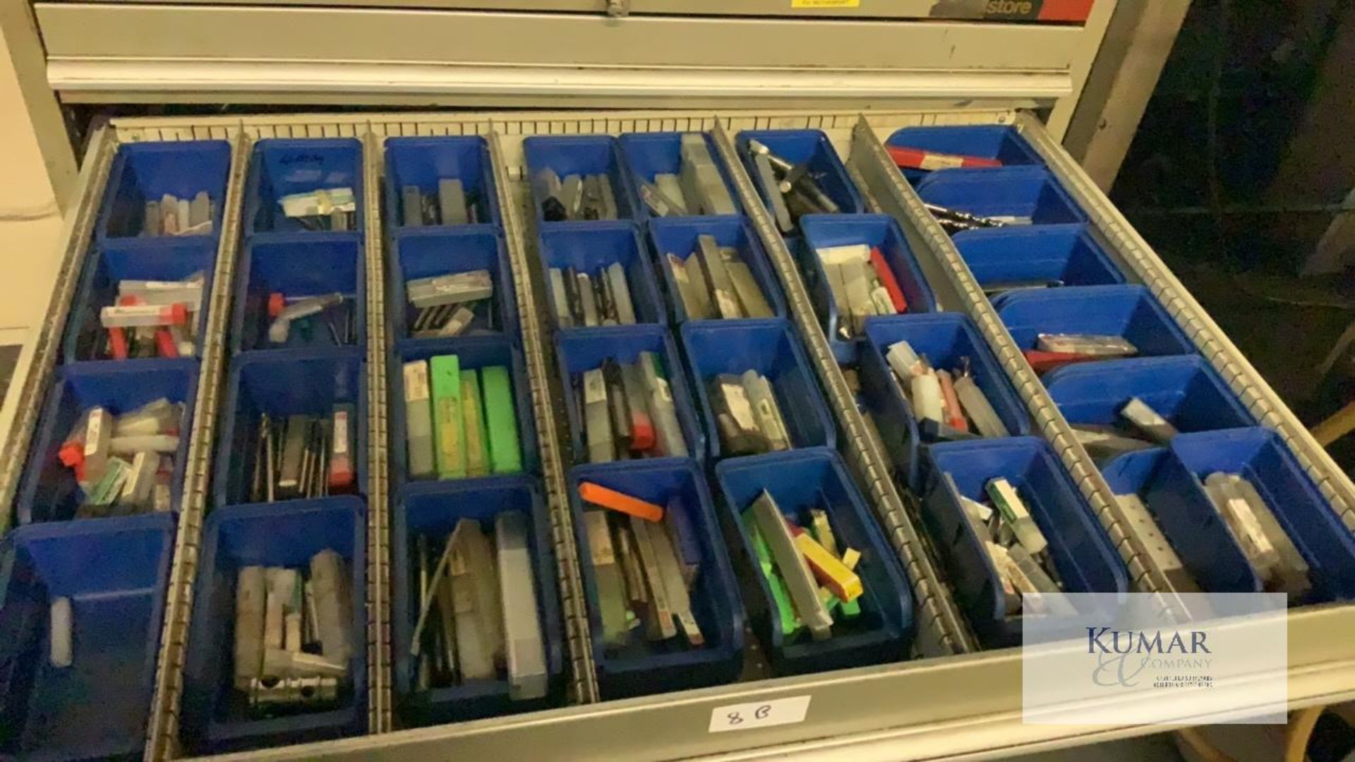 Large 6 draw tool chest containing tools, attachments, collets, drills, slot drills and sleeves - Image 5 of 10