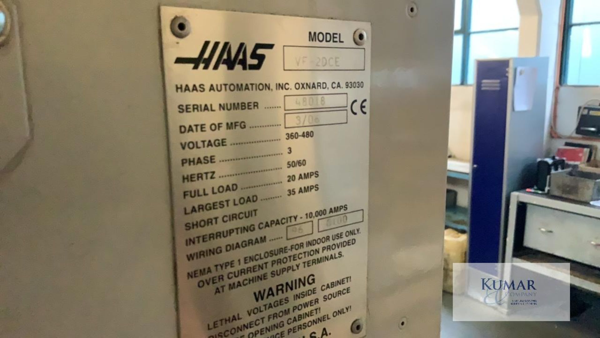 Haas Model VF2 DCE Vertical Machining Centre, Serial No 48018 (03/06). Machine in operation at - Image 7 of 7