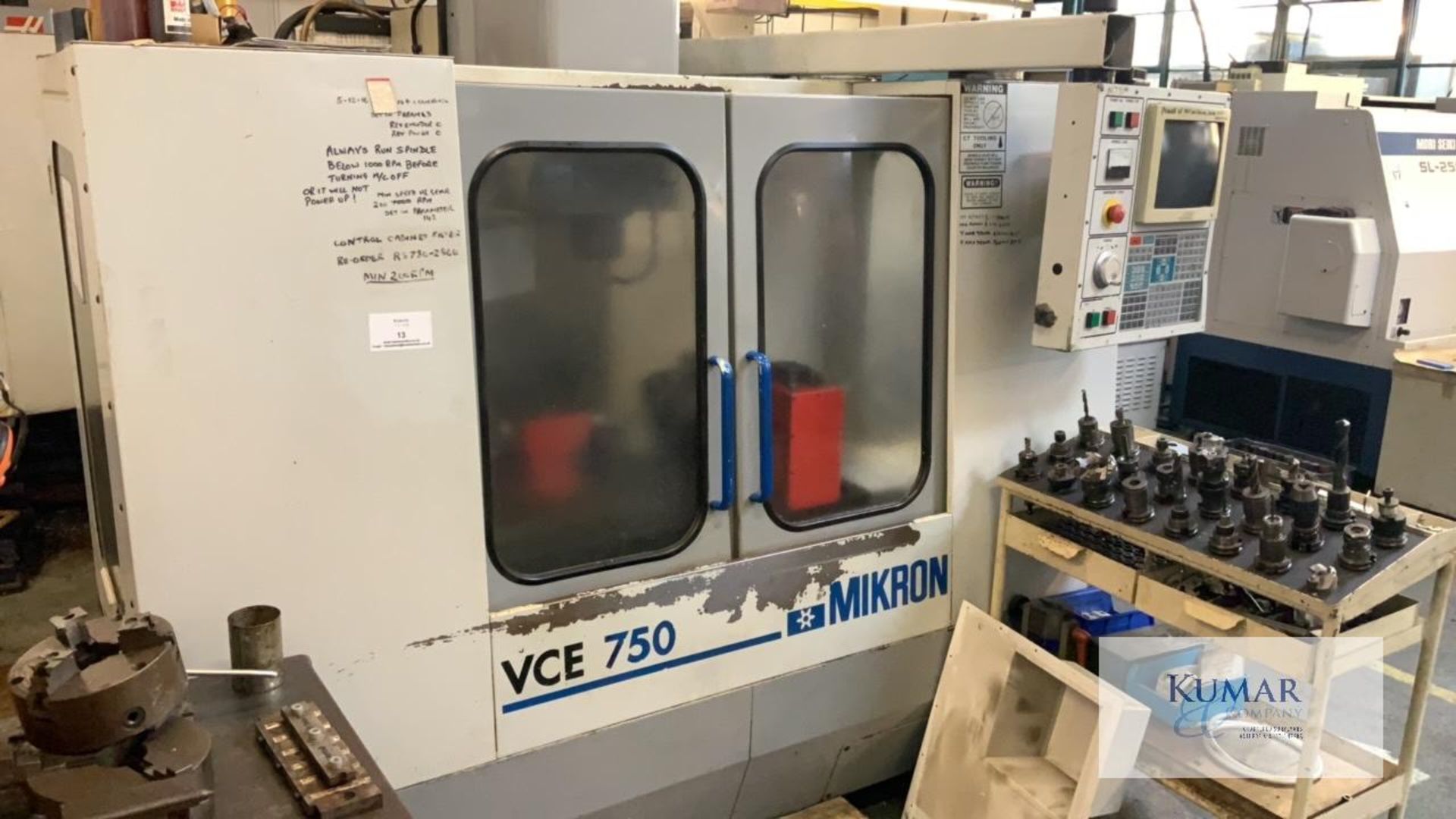 Mikron HAAS VCE 750 Machining Centre, Serial No: 11657, (09/97) with chucks as shown
