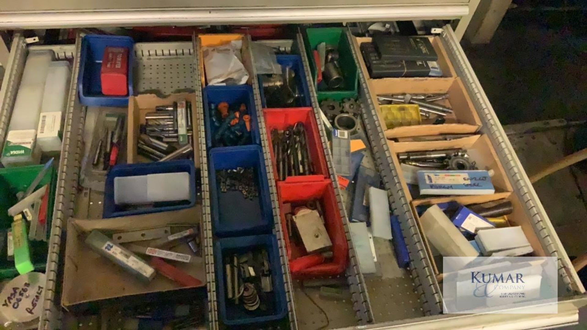 Large 6 draw tool chest containing tools, attachments, collets, drills, slot drills and sleeves - Image 7 of 10