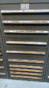 Large Chest of Gear Cutting Tools (as shown in pictures) 10 Drawer Chest - size 28"x30"x 59" H