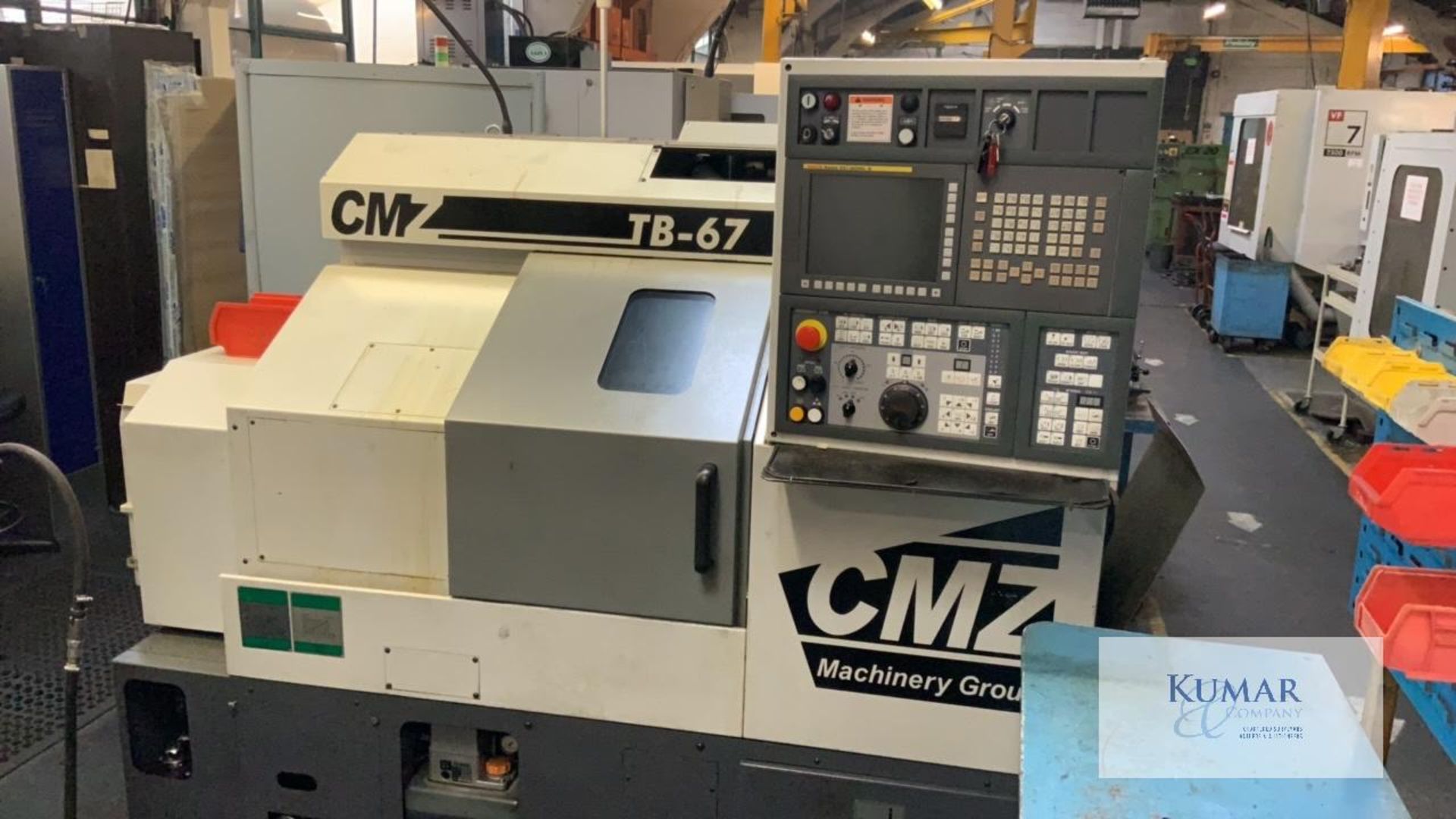 CMZ Model TB 67 CNC Slant Bed Lathe, Serial No TB497 (2013) including tooling and attachments as