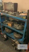 5: Large chucks & Large attachments to suit Lot 19 and other similar machines (includes shelving)