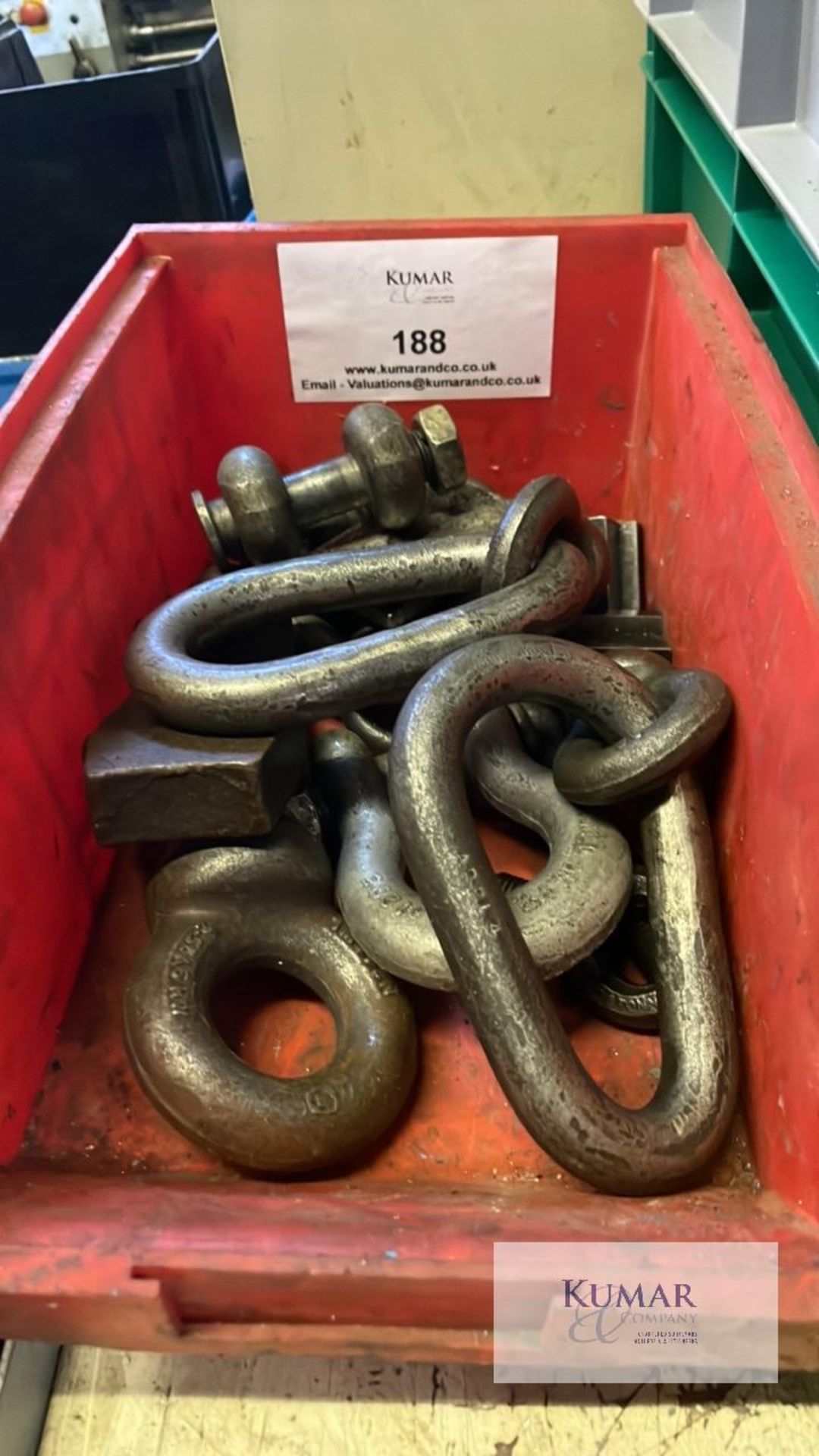 Assorted Eye Bolts and Lifting Clamps (Please note, Does not include Plastic Containers)