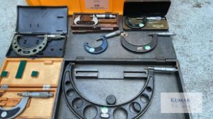 7: Imperial Micrometers 3 x 1-2" & 2 x 2-3" (1 having reduced spindles) 1 x 3-4" & 1 x 9-10"