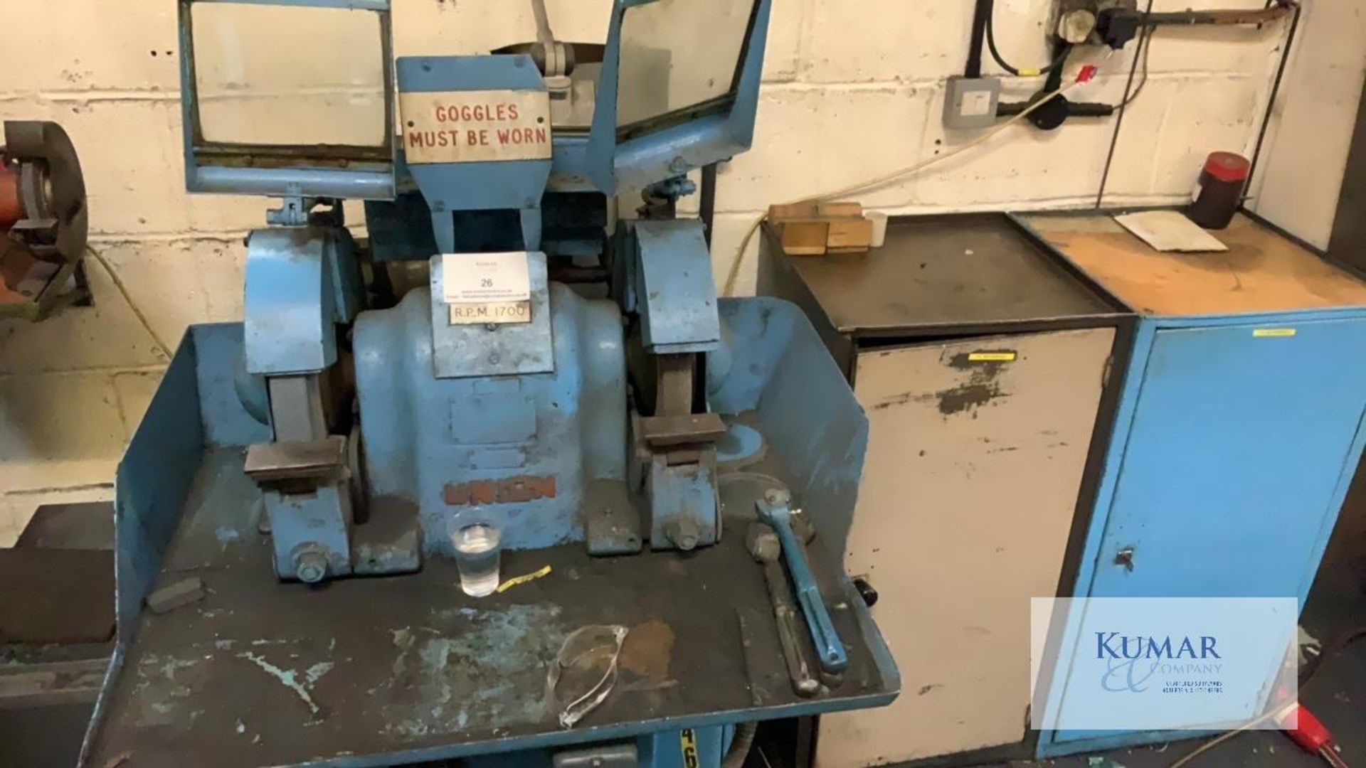 Union Twin Head Pedestal Grinder - Image 2 of 6