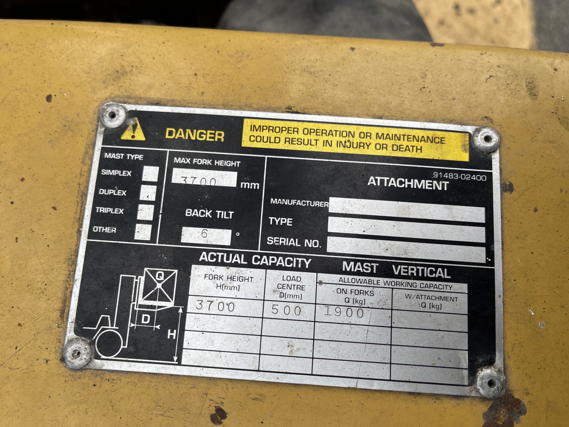 Caterpillar 20, LPG Fork Lift Truck, Serial No. 5AN10210, Rated Capacity 2,000 Kg (1996) - Image 16 of 17