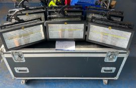 6x Martin Atomic LED 300 Strobe, inc flightcase and clamps. Supplied ex rental in working order.