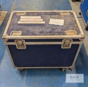 Flightcase road trunk - Blue Condition: Ex-hire External dimensions ex castors: Height: 715mm Width: