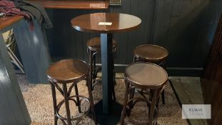 Metal Base Pedestal Circular Bar Table with 4: Stools