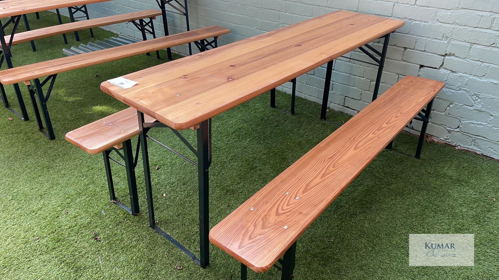 Wooden Top Metal Framed Outdoor Table with 2: Matching Benches - Dimensions Table L - 1780mm x W - - Image 5 of 5