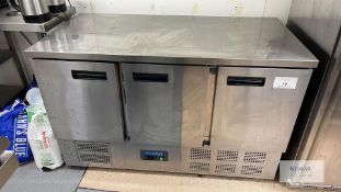 Polar G622 3 Door Counter Prep Refrigerator, Serial No. 92268, New Cost Â£779 + VAT