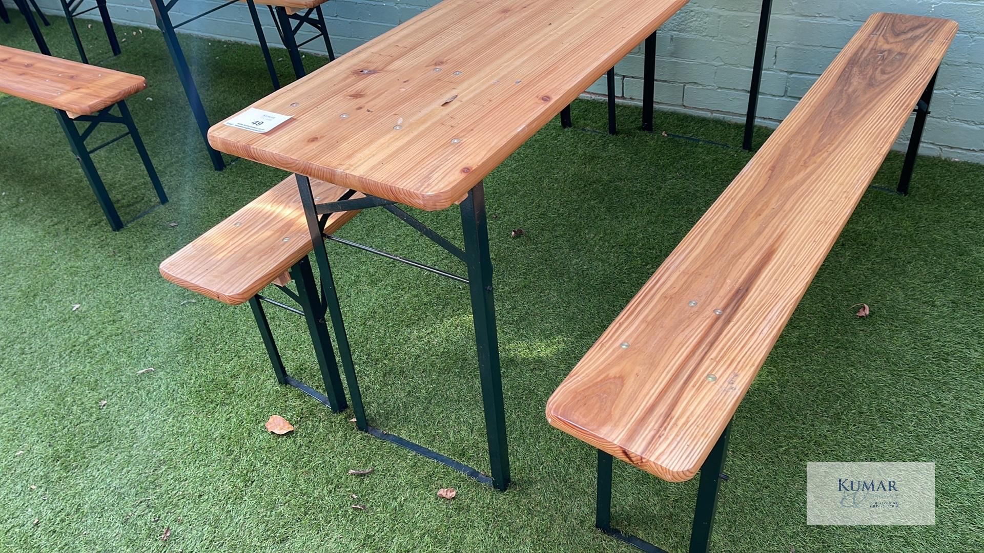 Wooden Top Metal Framed Outdoor Table with 2: Matching Benches - Dimensions Table L - 1780mm x W - - Image 3 of 4