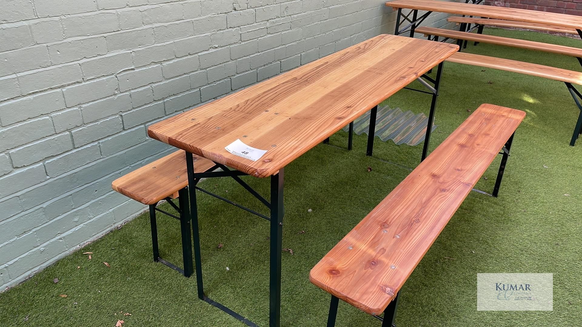 Wooden Top Metal Framed Outdoor Table with 2: Matching Benches - Dimensions Table L - 1780mm x W - - Image 2 of 6