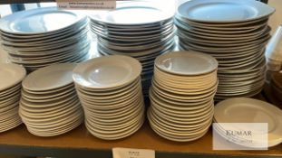Job lot of trilobe plates and round side plates Trilobe plates approx 27cm dometer Side plates