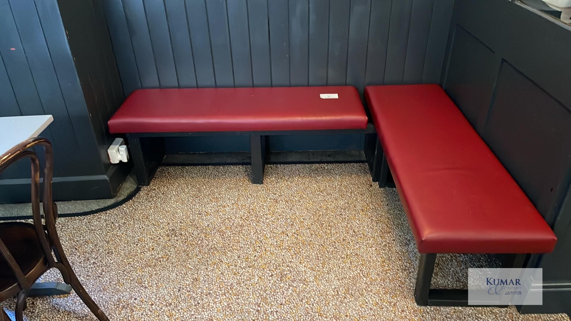 2: Red Upholstered Benches, Tops are removable and Frame is affixed to Wall - Will Require - Image 2 of 5
