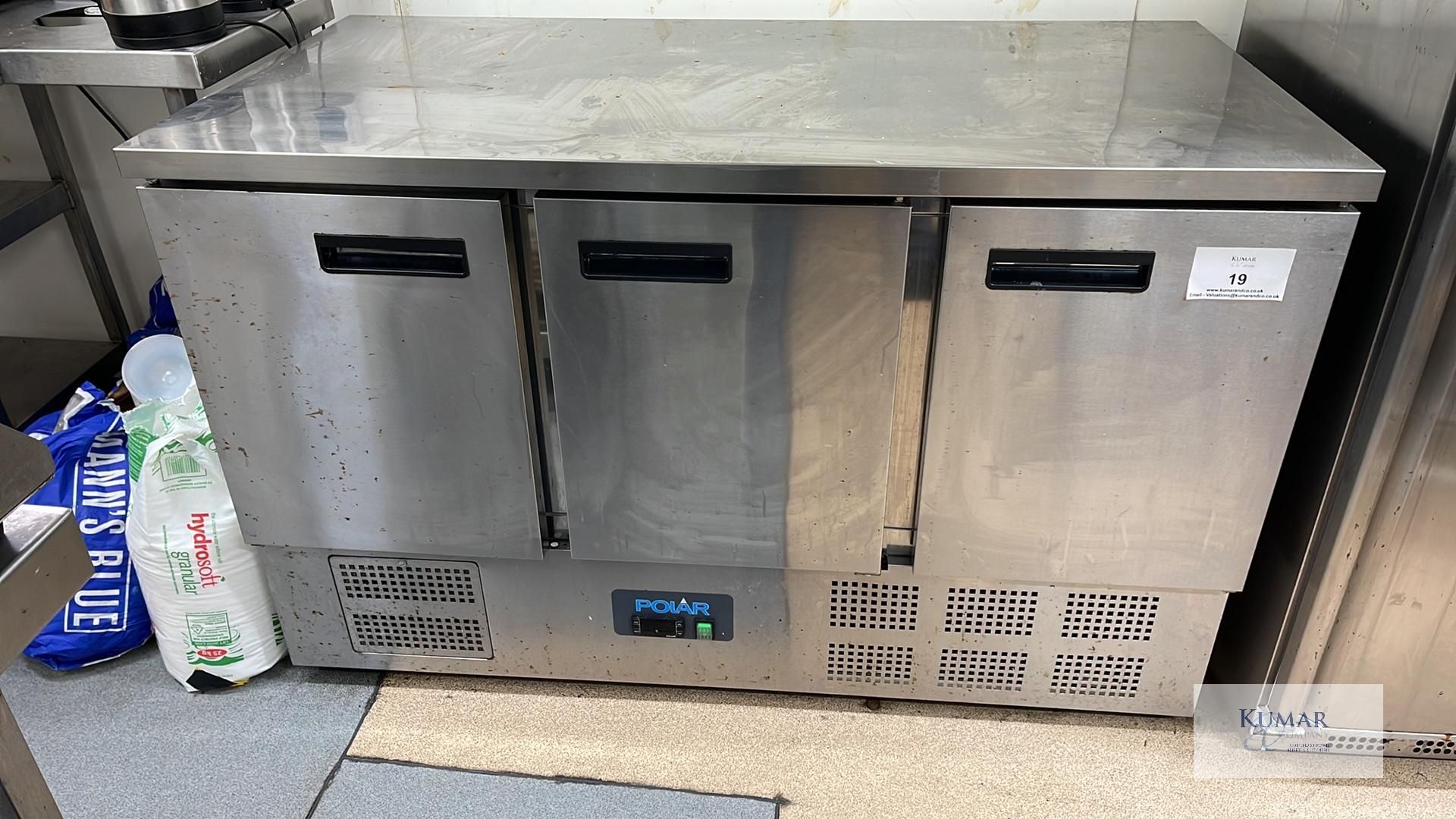 Polar G622 3 Door Counter Prep Refrigerator, Serial No. 92268, New Cost Â£779 + VAT - Image 2 of 6