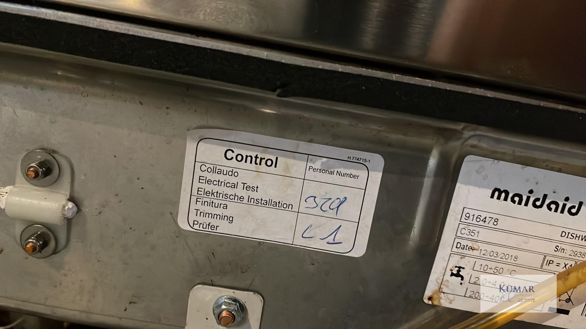 Maidaid C351 Under Counter Glasswasher, Serial No. 916478 (12/03/2018) New Cost Â£700 - Image 3 of 8