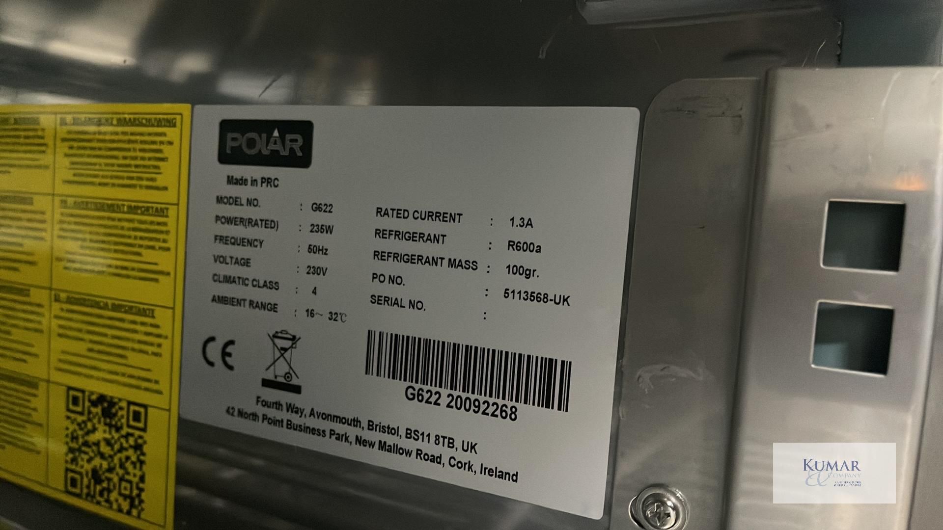 Polar G622 3 Door Counter Prep Refrigerator, Serial No. 92268, New Cost Â£779 + VAT - Image 6 of 6