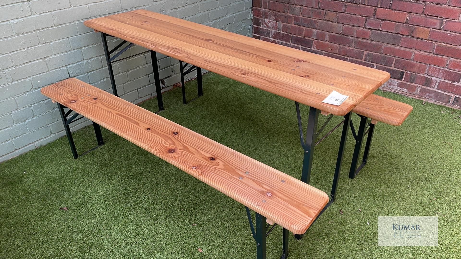Wooden Top Metal Framed Outdoor Table with 2: Matching Benches - Dimensions Table L - 1780mm x W - - Image 2 of 5